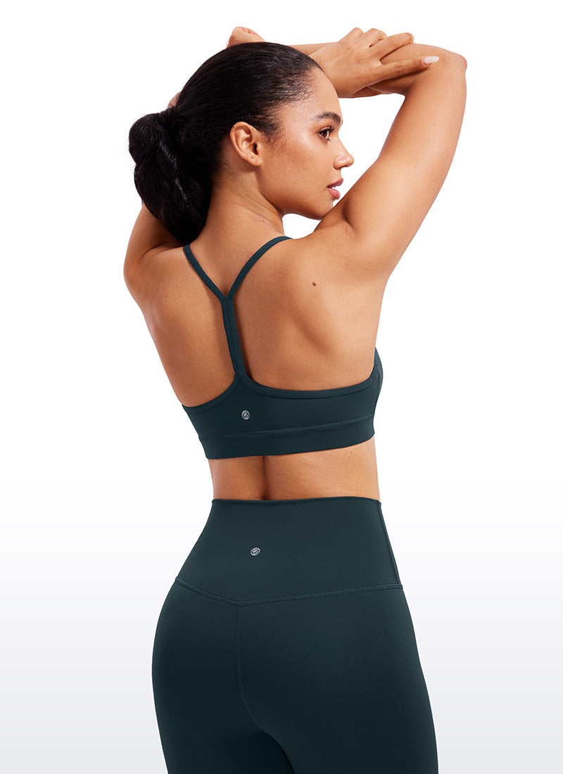 CRZ YOGA Women's Yoga Light Support Butterluxe Sports Bra Y back Forest Dark Green @model_info:Amanda