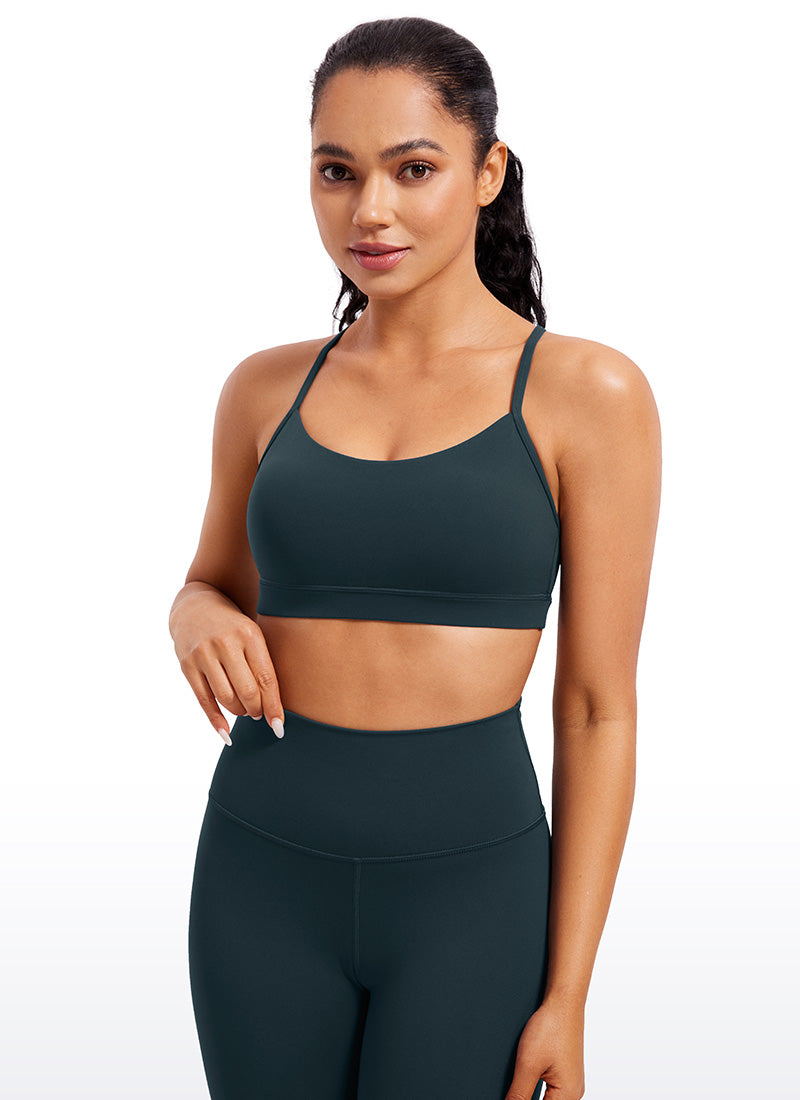 CRZ YOGA Women's Yoga Light Support Butterluxe Sports Bra Y back Forest Dark Green @model_info:Amanda
