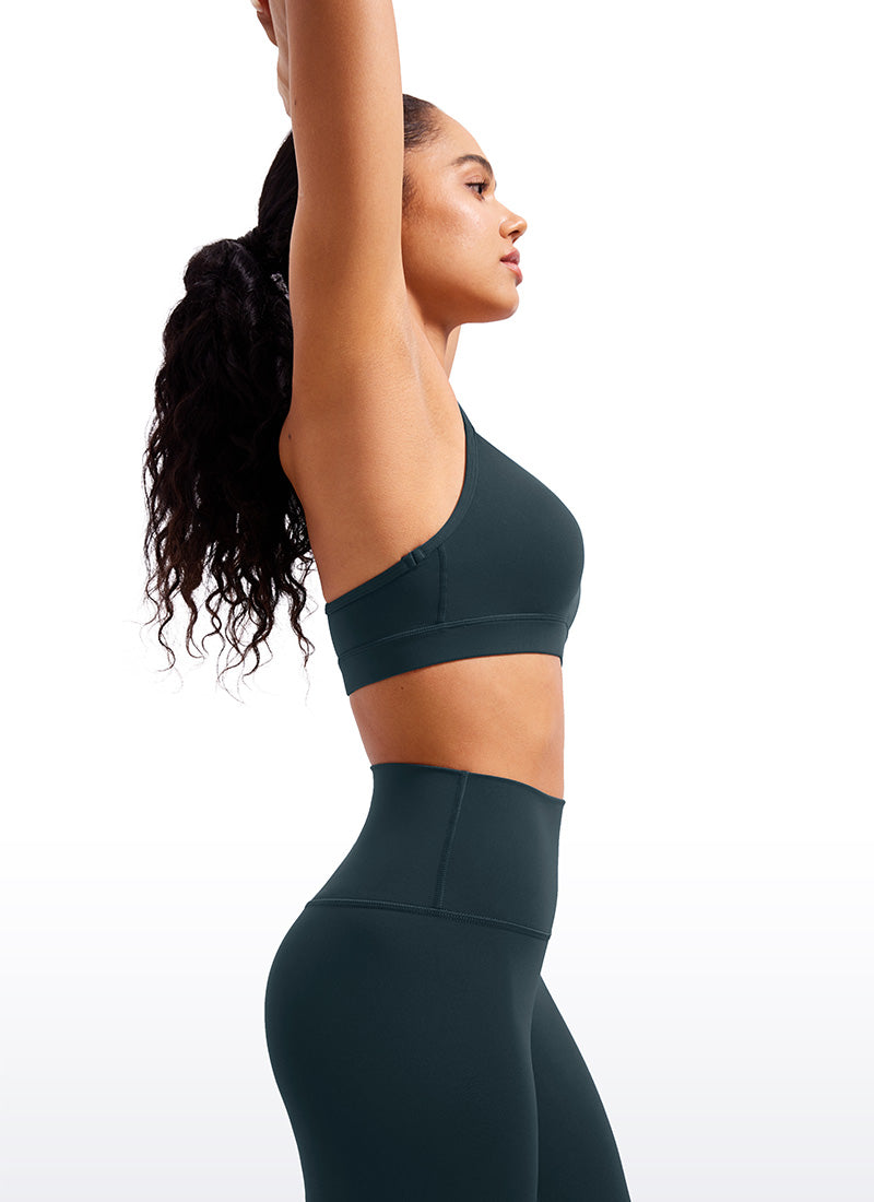 CRZ YOGA Women's Yoga Light Support Butterluxe Sports Bra Y back Forest Dark Green @model_info:Amanda