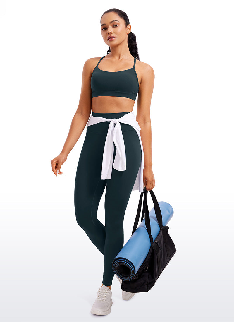 CRZ YOGA Women's Yoga Light Support Butterluxe Sports Bra Y back Forest Dark Green @model_info:Amanda