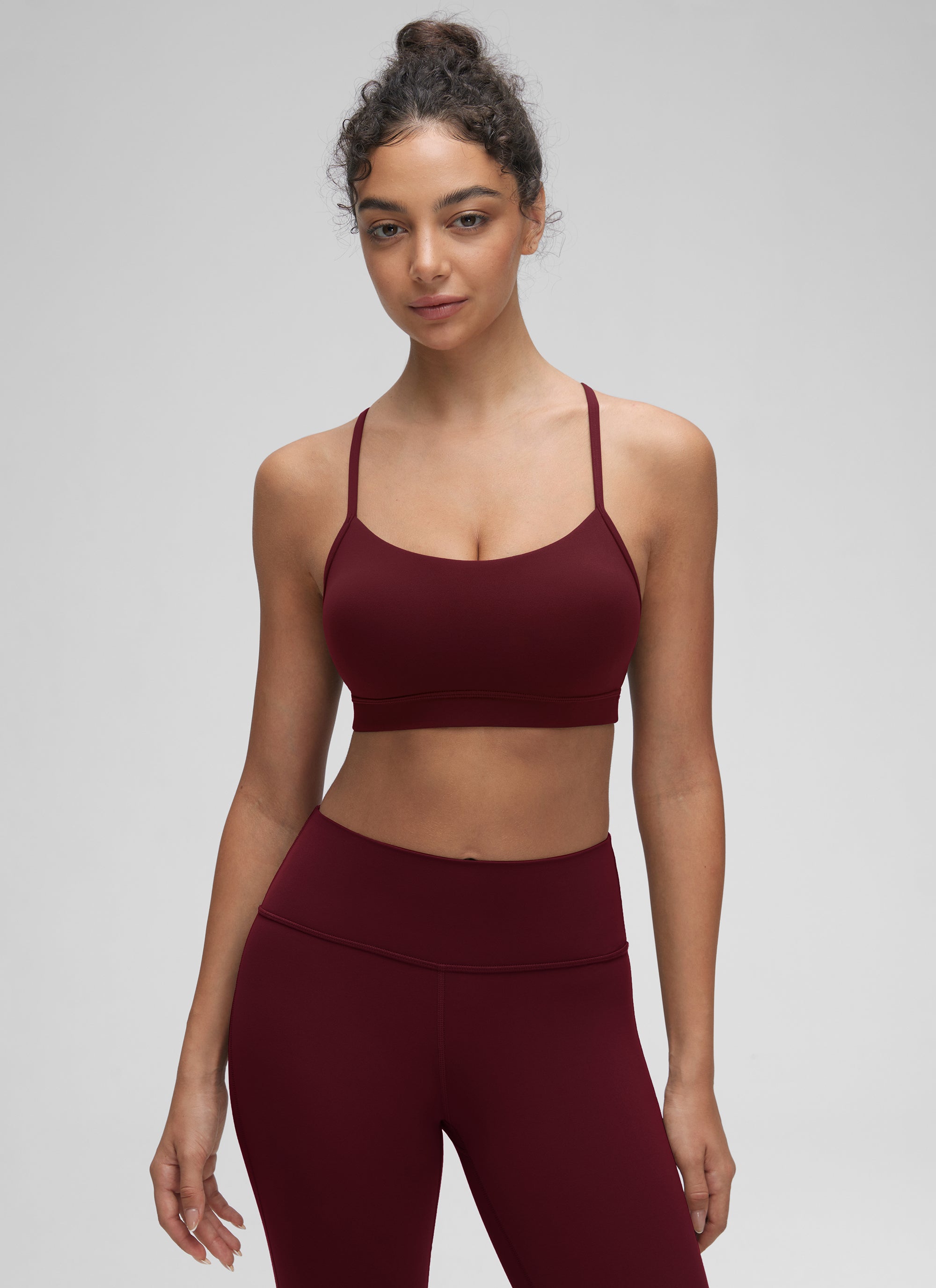 Áo lót Butterluxe CRZ YOGA dành cho nữ, kiểu Yoga, độ nâng nhẹ, Butterluxe , cổ chữ Y, màu Đỏ Merlot