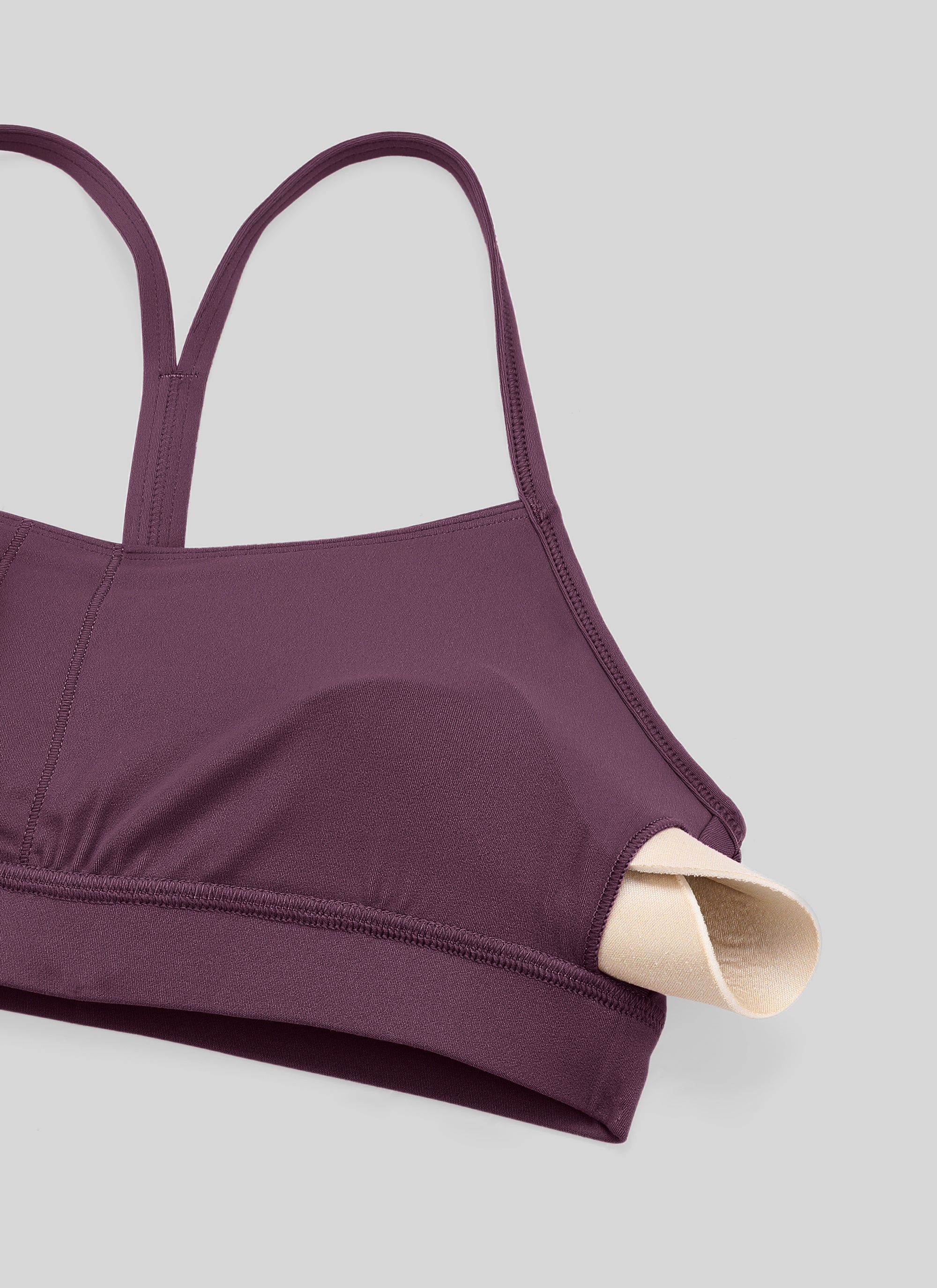 Áo lót Butterluxe CRZ YOGA dành cho nữ, kiểu Yoga Light Support Butterluxe , cổ chữ Y, màu Tím nho gai