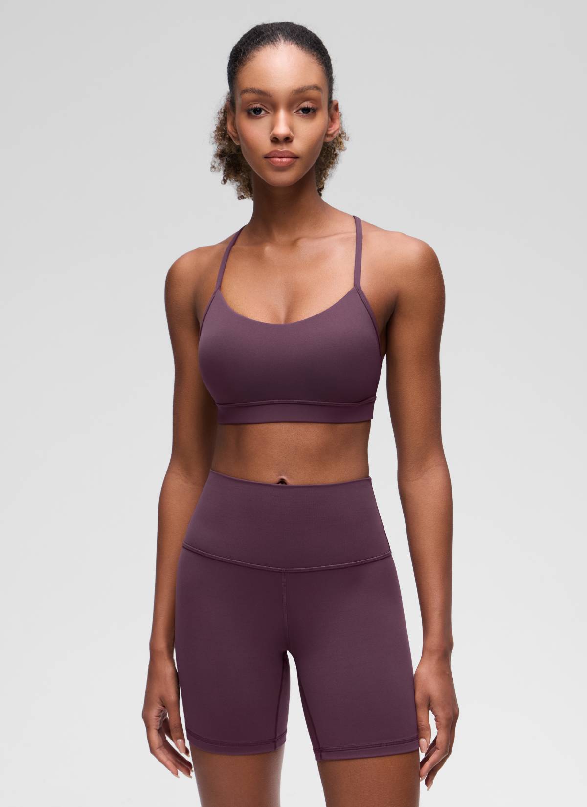 Áo lót Butterluxe CRZ YOGA dành cho nữ, kiểu Yoga Light Support Butterluxe , cổ chữ Y, màu Tím nho gai