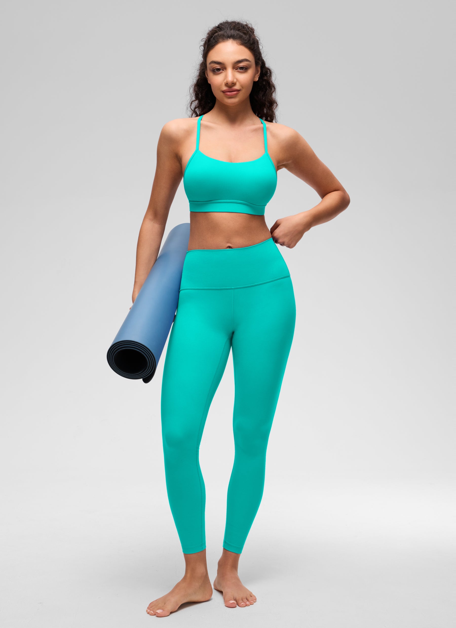 Áo lót Butterluxe CRZ YOGA dành cho nữ, kiểu Yoga, độ nâng nhẹ, Butterluxe , cổ chữ Y, họa tiết Tropics, màu Teal