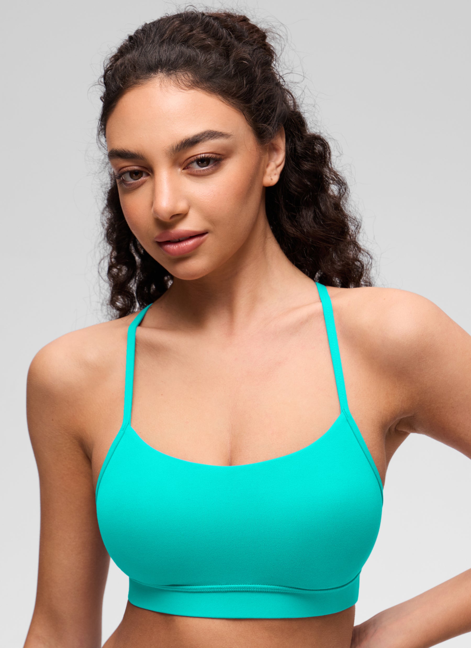 Áo lót Butterluxe CRZ YOGA dành cho nữ, kiểu Yoga, độ nâng nhẹ, Butterluxe , cổ chữ Y, họa tiết Tropics, màu Teal