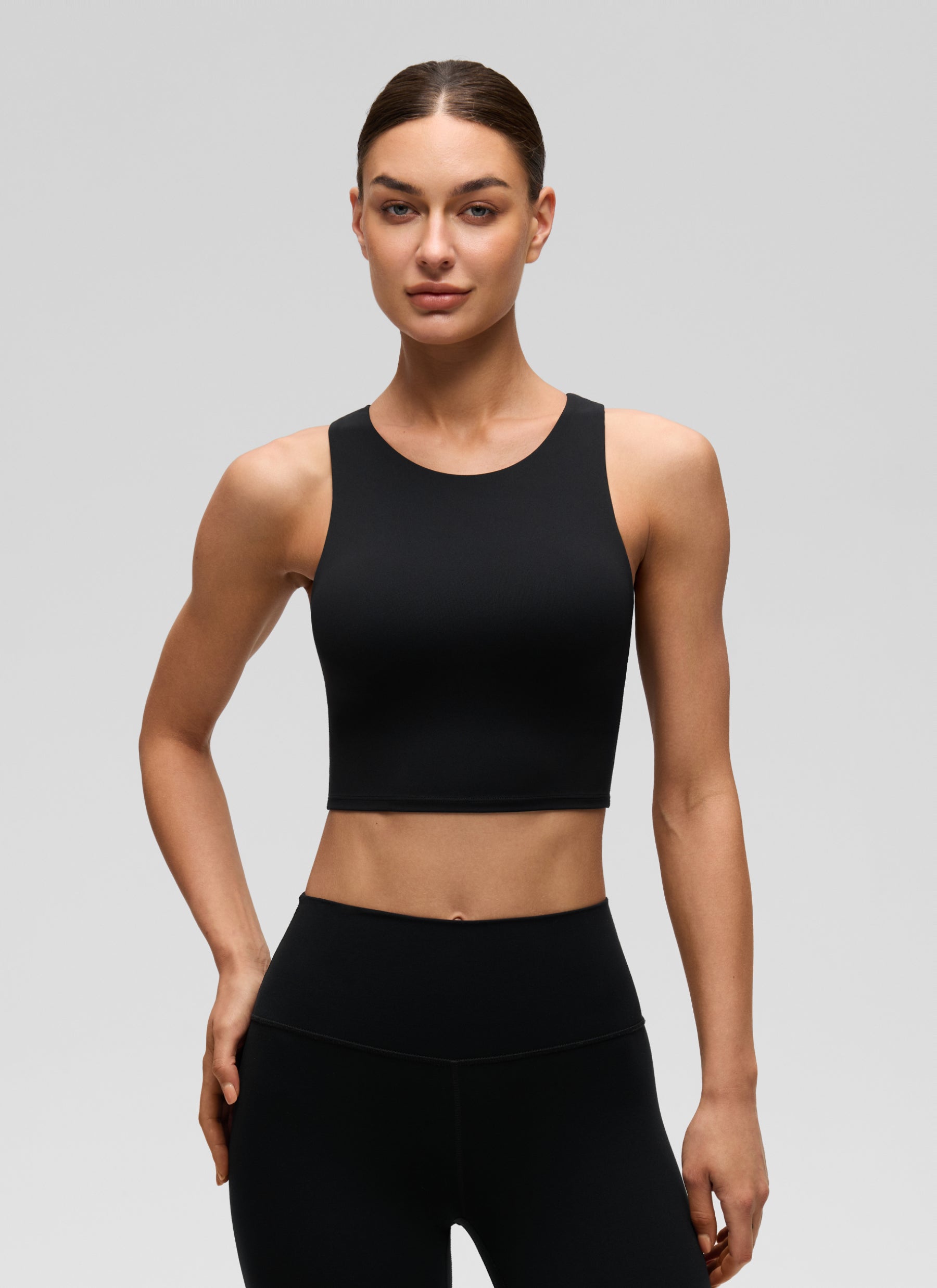 CRZ YOGA Butterluxe dành cho nữ, cổ cao, lưng khoét sâu, độ hỗ trợ thấp, màu đen
