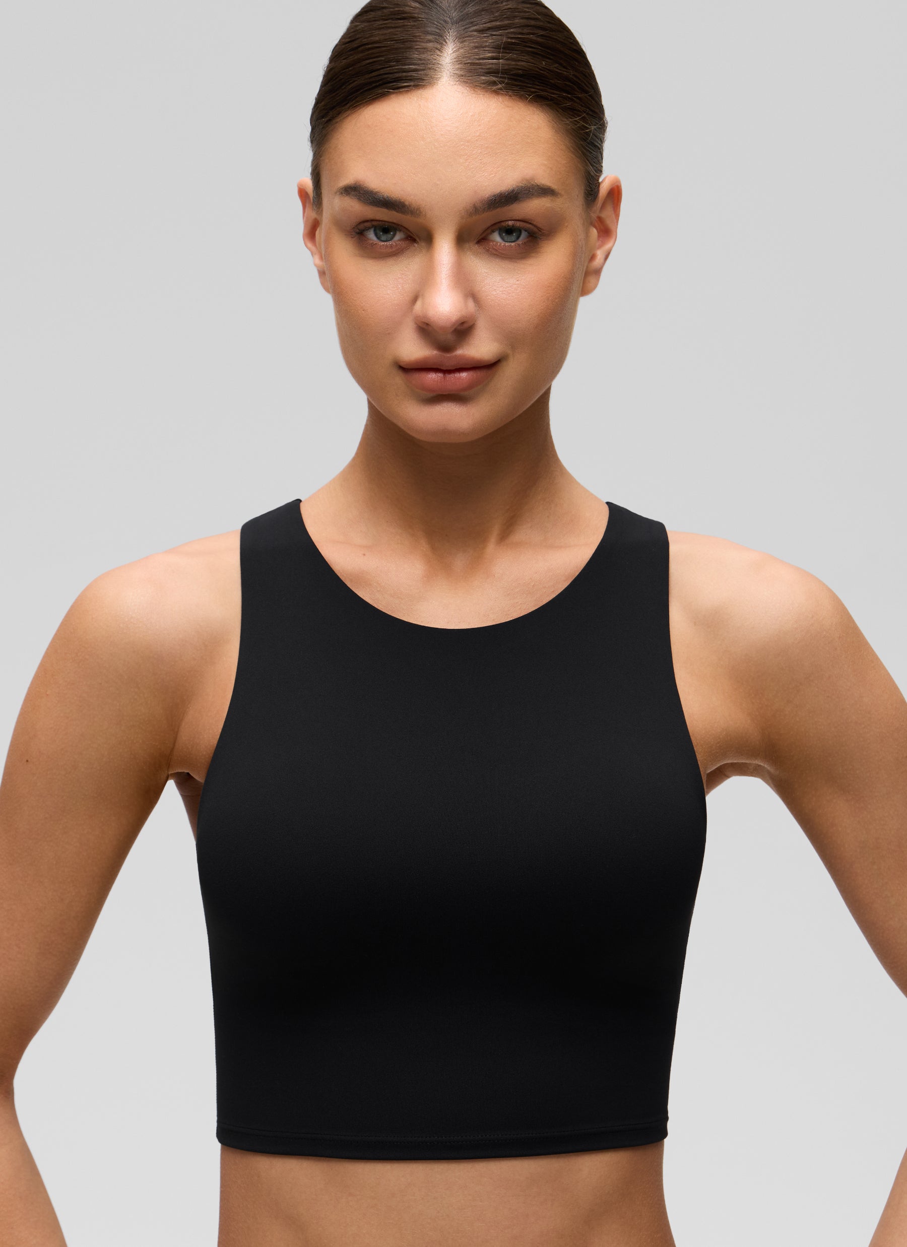 CRZ YOGA Butterluxe dành cho nữ, cổ cao, lưng khoét sâu, độ hỗ trợ thấp, màu đen