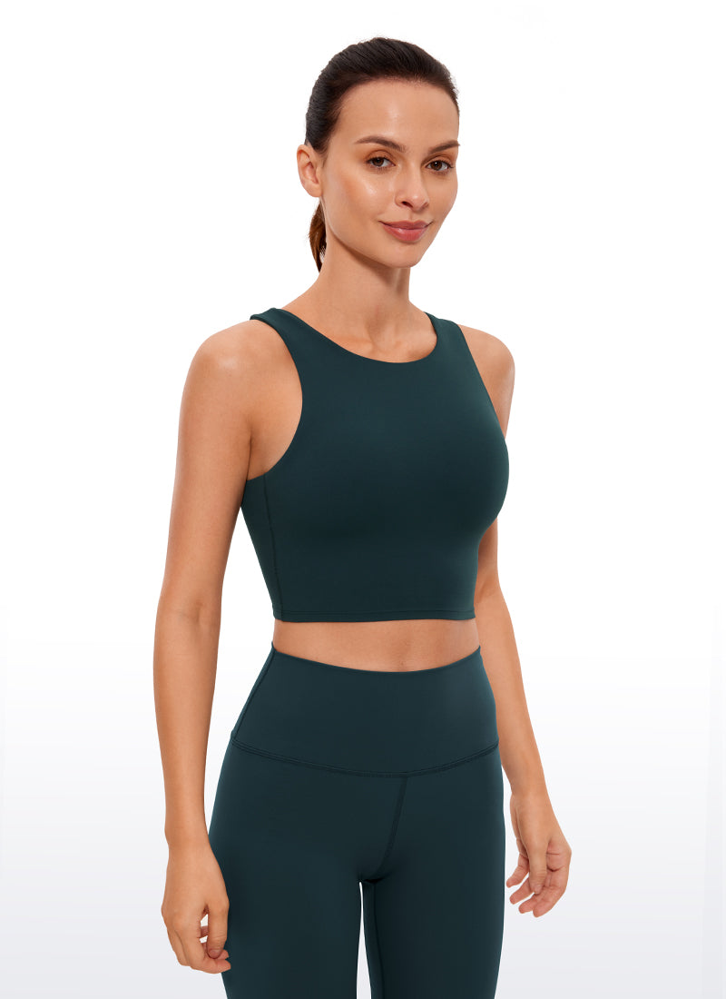 CRZ YOGA Tank Top Yoga Dukungan Rendah Butterluxe Wanita Leher Tinggi Racerback Forest Dark Green