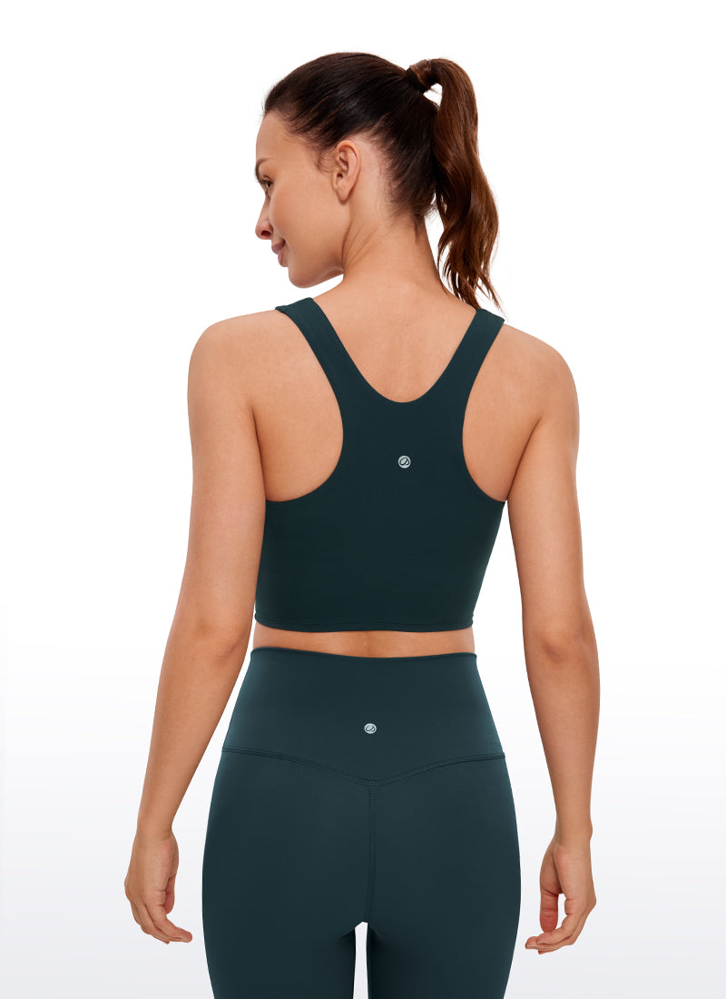 CRZ YOGA Tank Top Yoga Dukungan Rendah Butterluxe Wanita Leher Tinggi Racerback Forest Dark Green