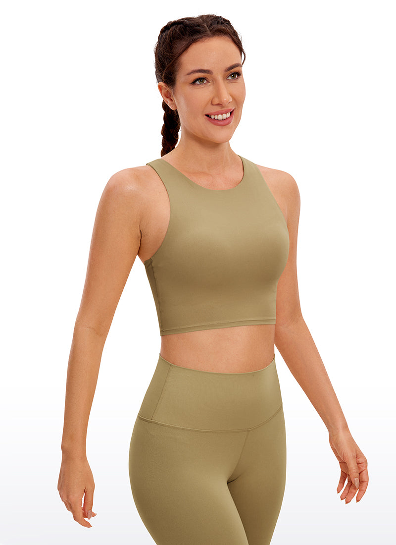 CRZ YOGA Butterluxe dành cho nữ tập yoga, độ hỗ trợ thấp, Butterluxe , cổ cao, lưng khoét sâu, màu nâu Soul