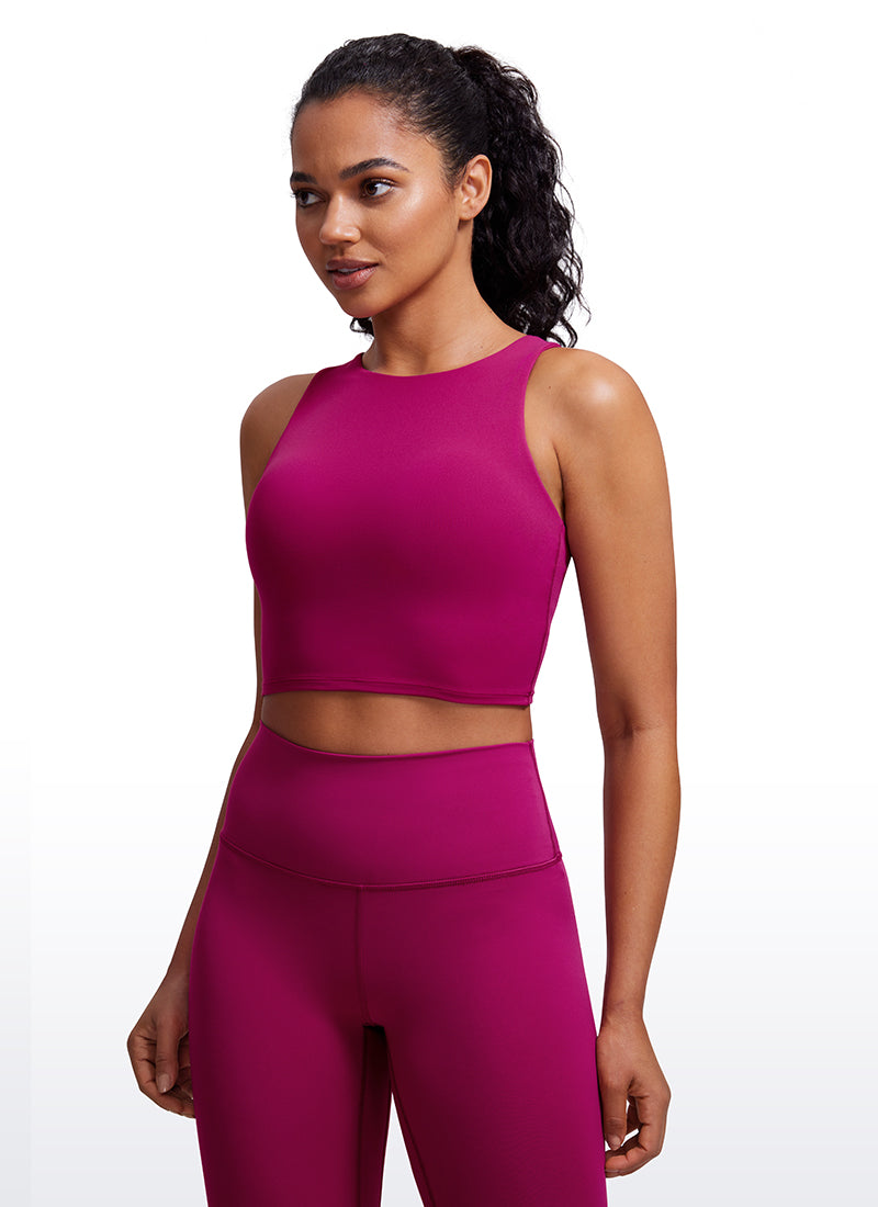 CRZ YOGA Tank Top Yoga Dukungan Rendah Butterluxe Wanita Leher Tinggi Racerback Magenta Purple