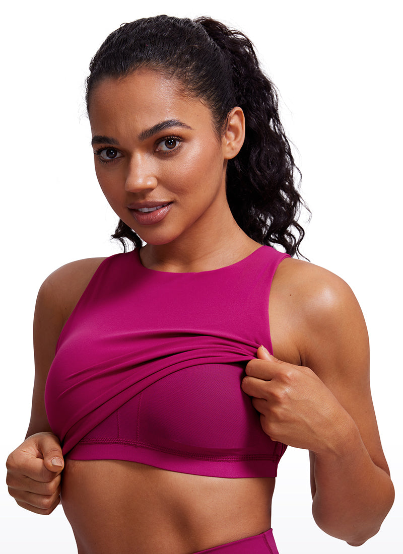CRZ YOGA Tank Top Yoga Dukungan Rendah Butterluxe Wanita Leher Tinggi Racerback Magenta Purple