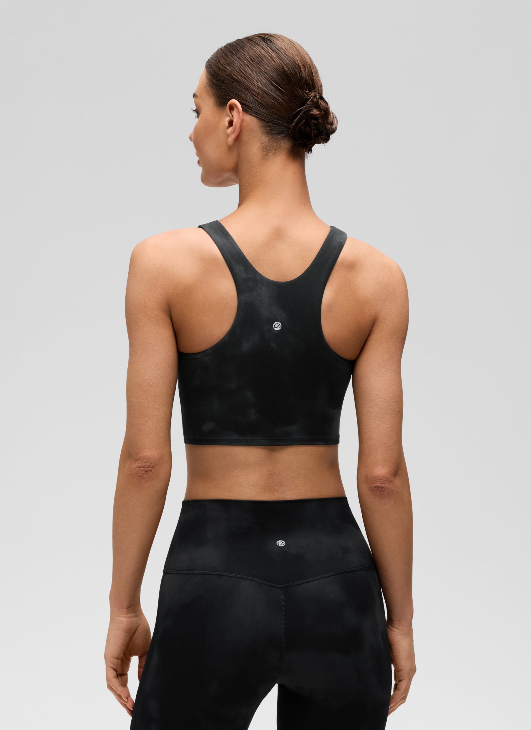 CRZ YOGA Tank Top Yoga Dukungan Rendah Butterluxe Wanita Leher Tinggi Racerback Black Tie Dye Flowers