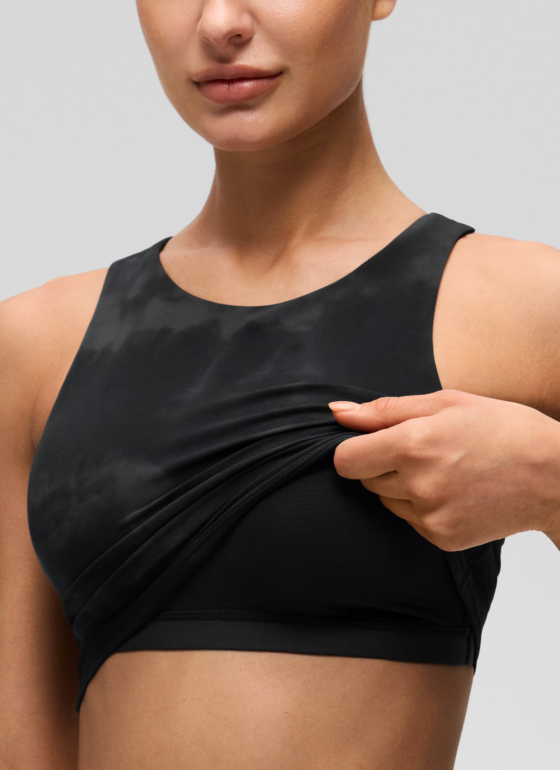 CRZ YOGA Tank Top Yoga Dukungan Rendah Butterluxe Wanita Leher Tinggi Racerback Black Tie Dye Flowers