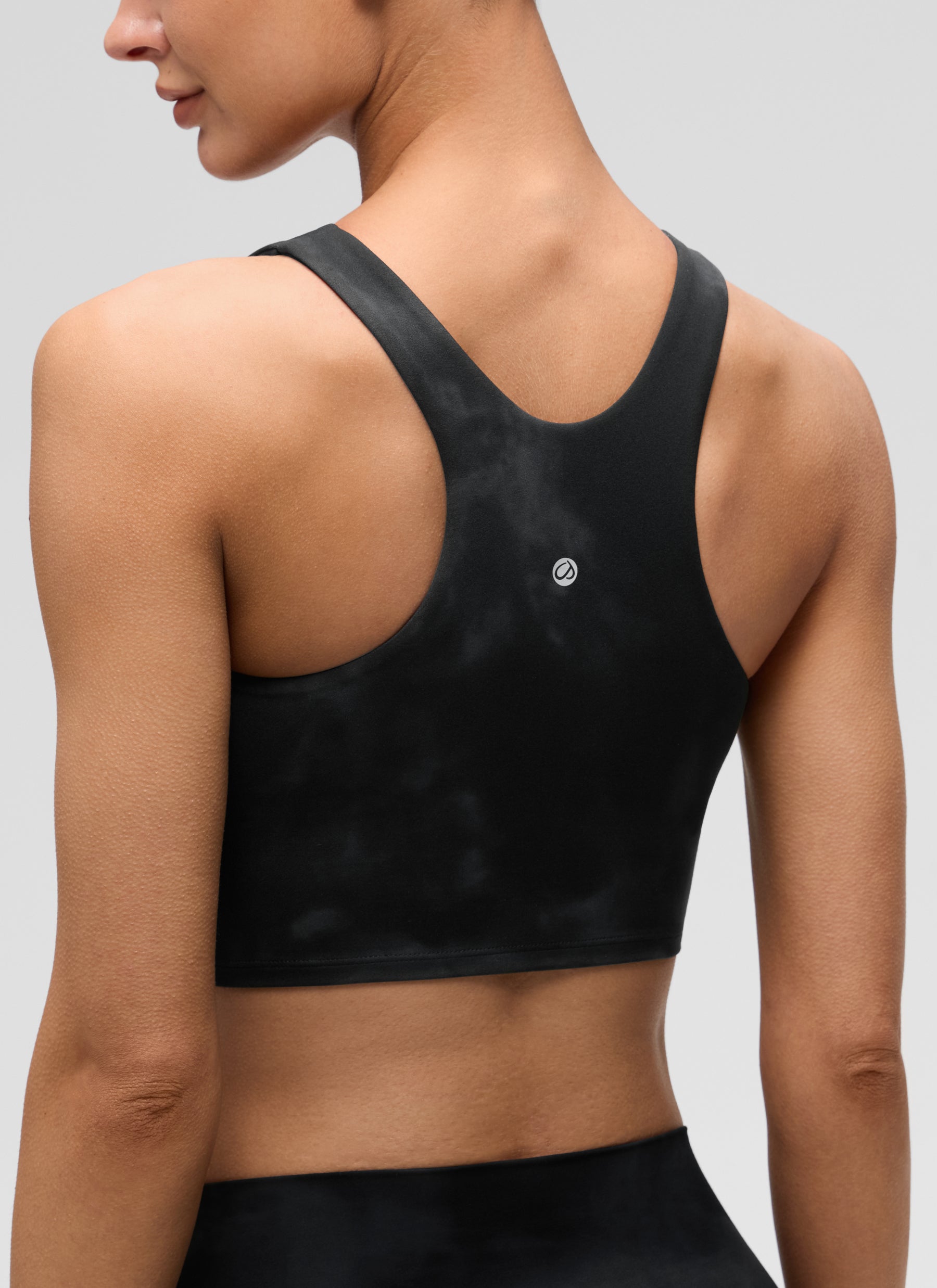 CRZ YOGA Tank Top Yoga Dukungan Rendah Butterluxe Wanita Leher Tinggi Racerback Black Tie Dye Flowers