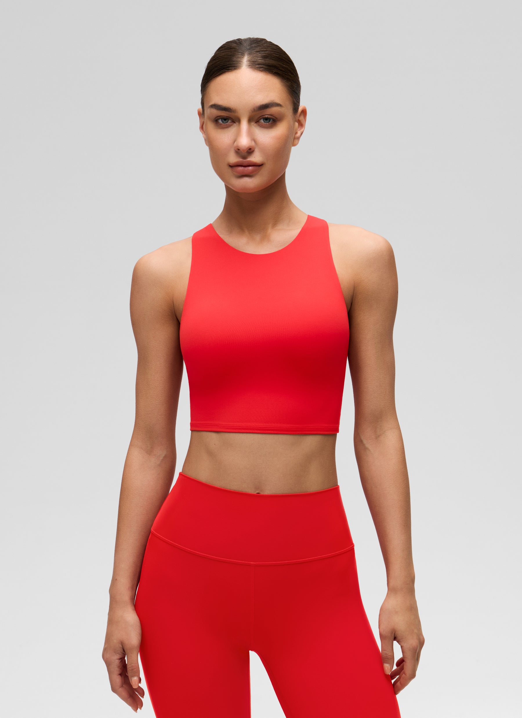 CRZ YOGA Tank Top Yoga Wanita Dukungan Rendah Butterluxe Leher Tinggi Racerback Merah Tua