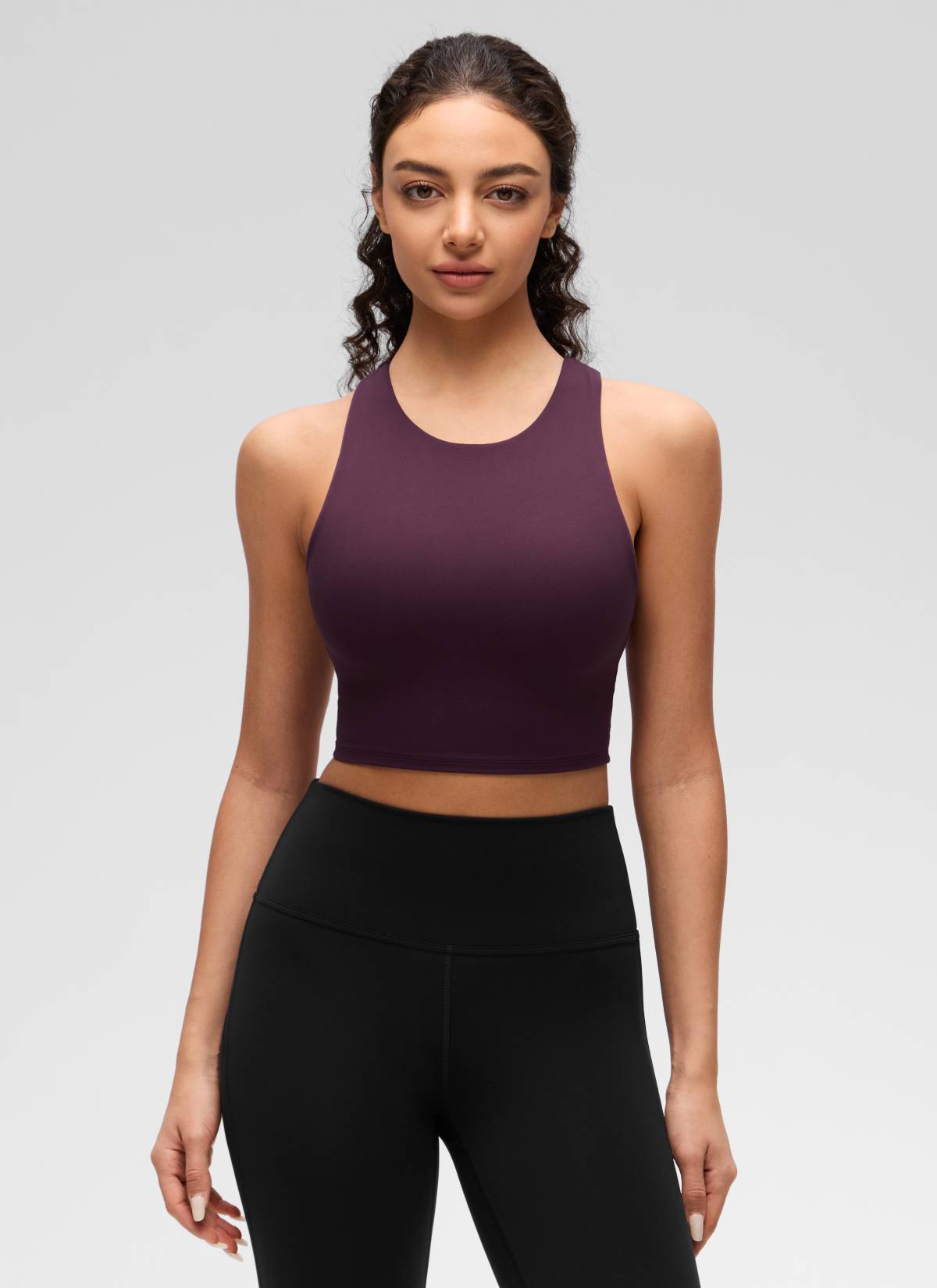 CRZ YOGA Butterluxe dành cho nữ, cổ cao, lưng khoét sâu, độ hỗ trợ thấp, màu tím đậm
