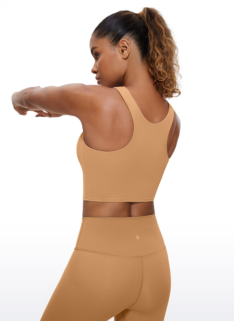 CRZ YOGA Tank Top Yoga Wanita Dukungan Rendah Butterluxe Leher Tinggi Racerback Cokelat Rusa