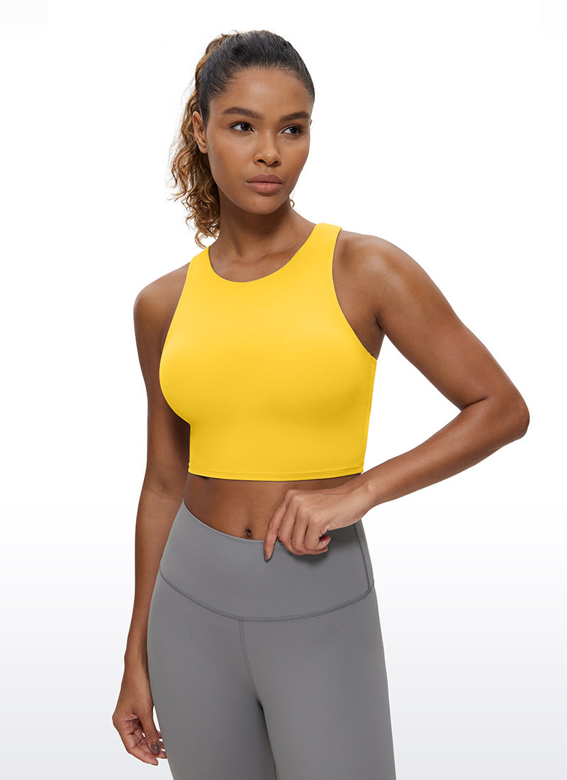 CRZ YOGA Tank Top Yoga Dukungan Rendah Butterluxe Wanita Leher Tinggi Racerback High Visibility Yellow