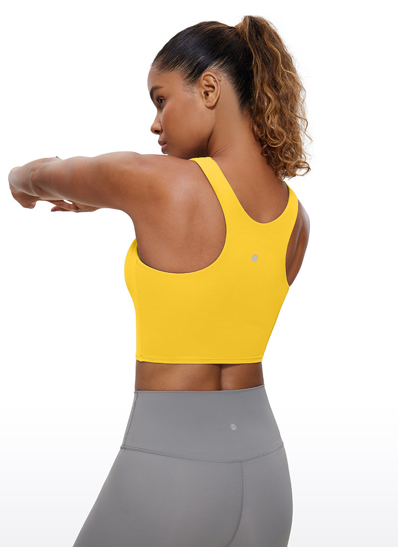 CRZ YOGA Tank Top Yoga Dukungan Rendah Butterluxe Wanita Leher Tinggi Racerback High Visibility Yellow