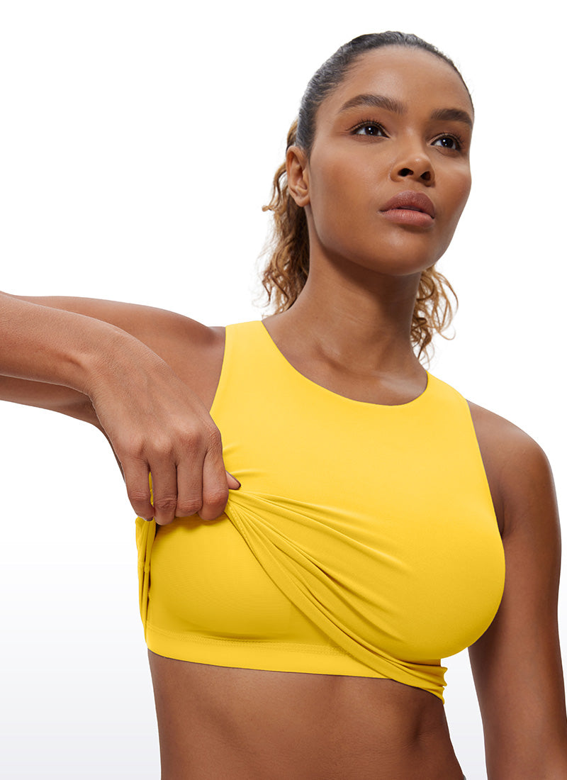 CRZ YOGA Tank Top Yoga Dukungan Rendah Butterluxe Wanita Leher Tinggi Racerback High Visibility Yellow