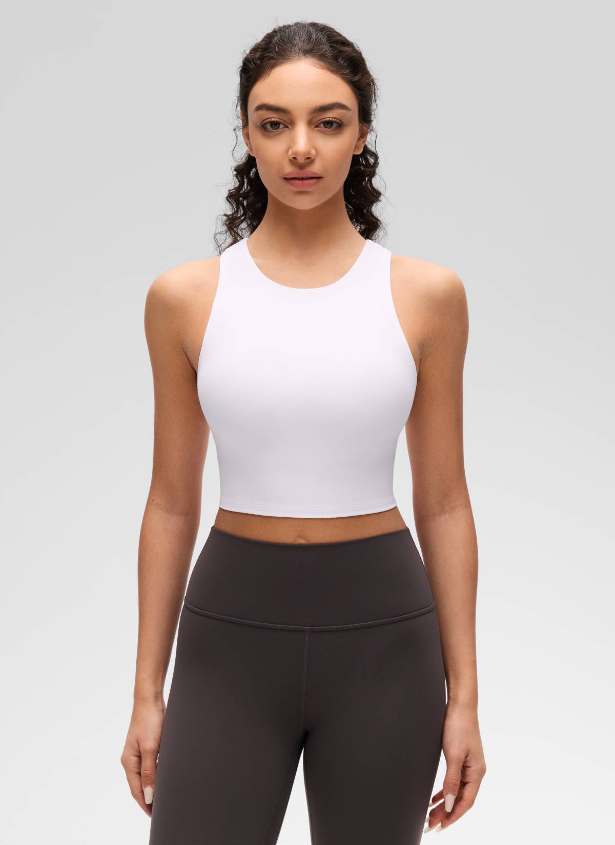 CRZ YOGA Butterluxe dành cho nữ, cổ cao, lưng khoét sâu, độ hỗ trợ thấp, màu trắng