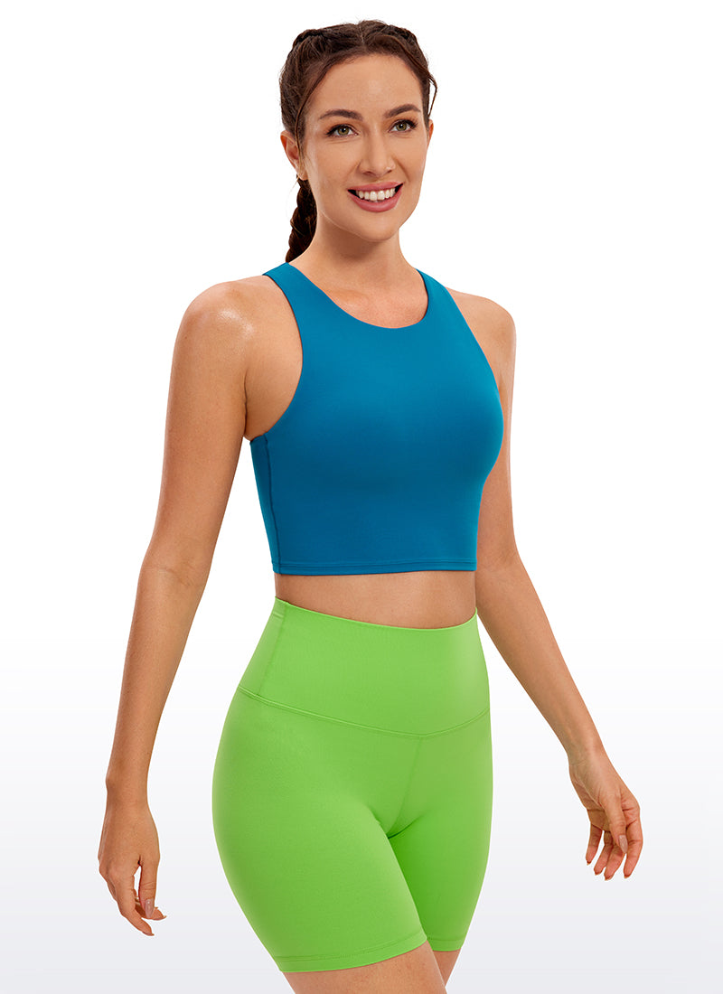 CRZ YOGA Tank Top Yoga Dukungan Rendah Butterluxe Wanita Leher Tinggi Racerback Super-sonic Blue