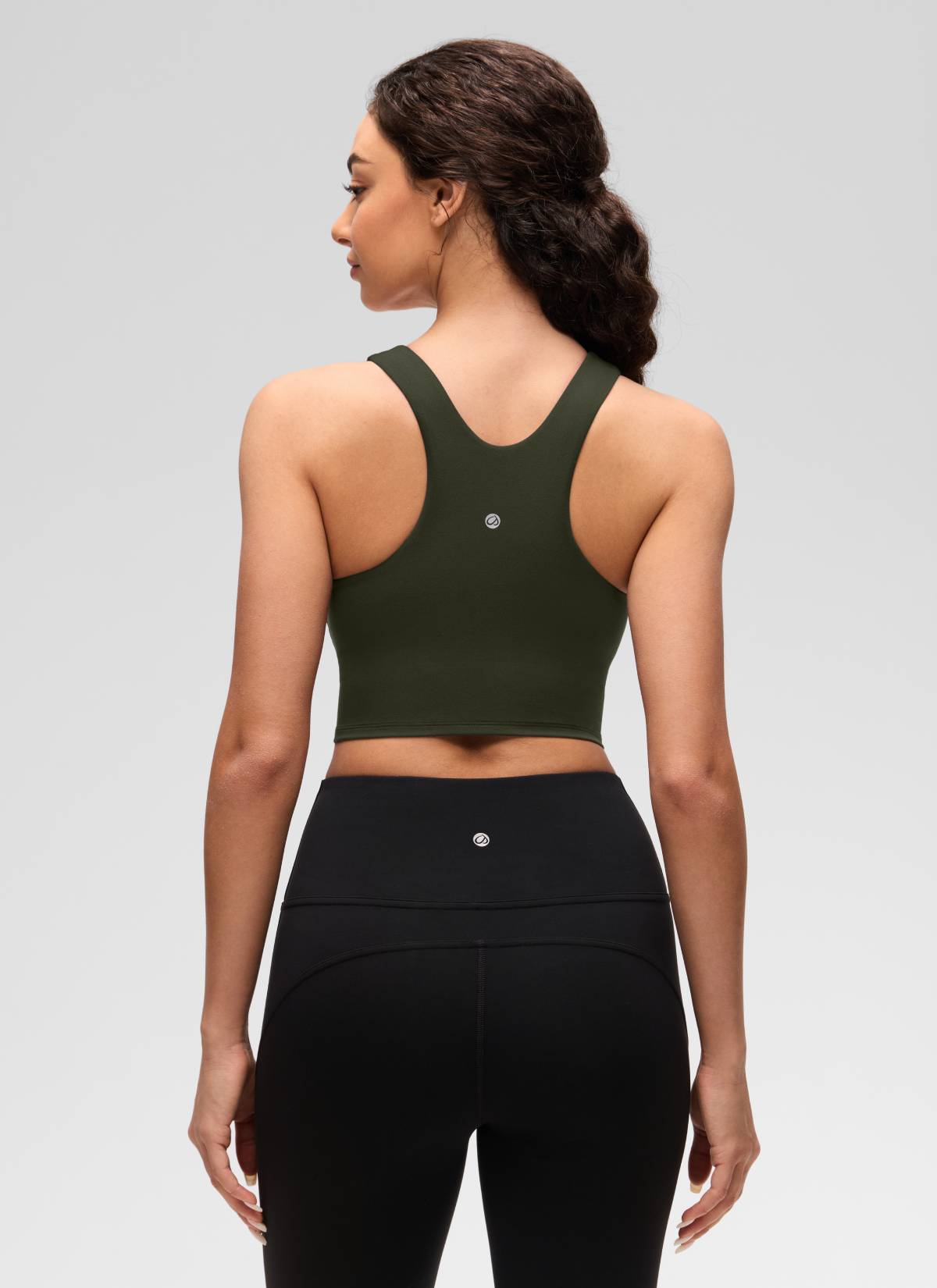 CRZ YOGA Butterluxe dành cho nữ, cổ cao, lưng khoét sâu, độ hỗ trợ thấp, màu xanh ô liu
