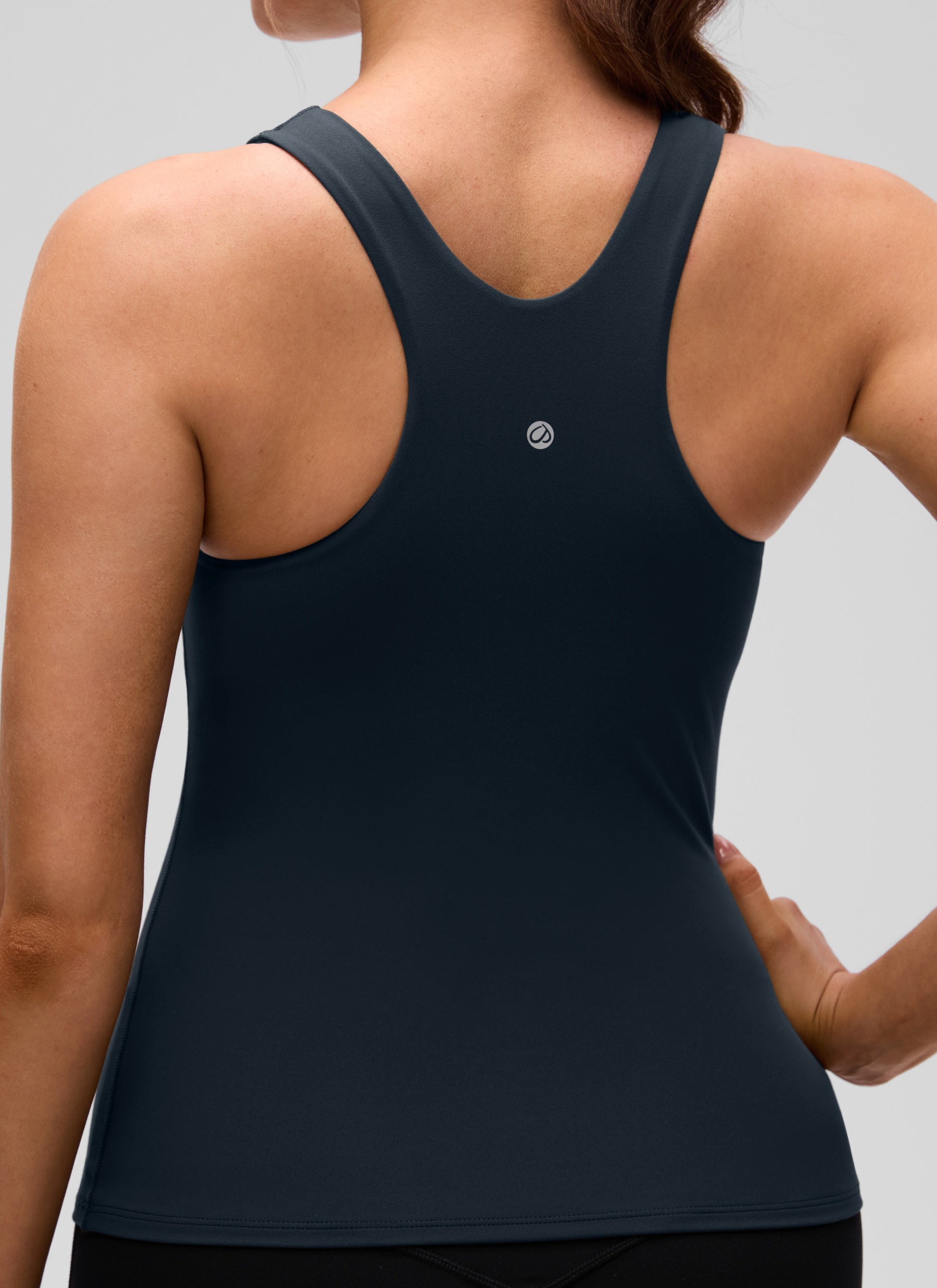 CRZ YOGA Wanita Butterluxe Bra Terbina Dalam Leher Tinggi Racerback Tank True Navy