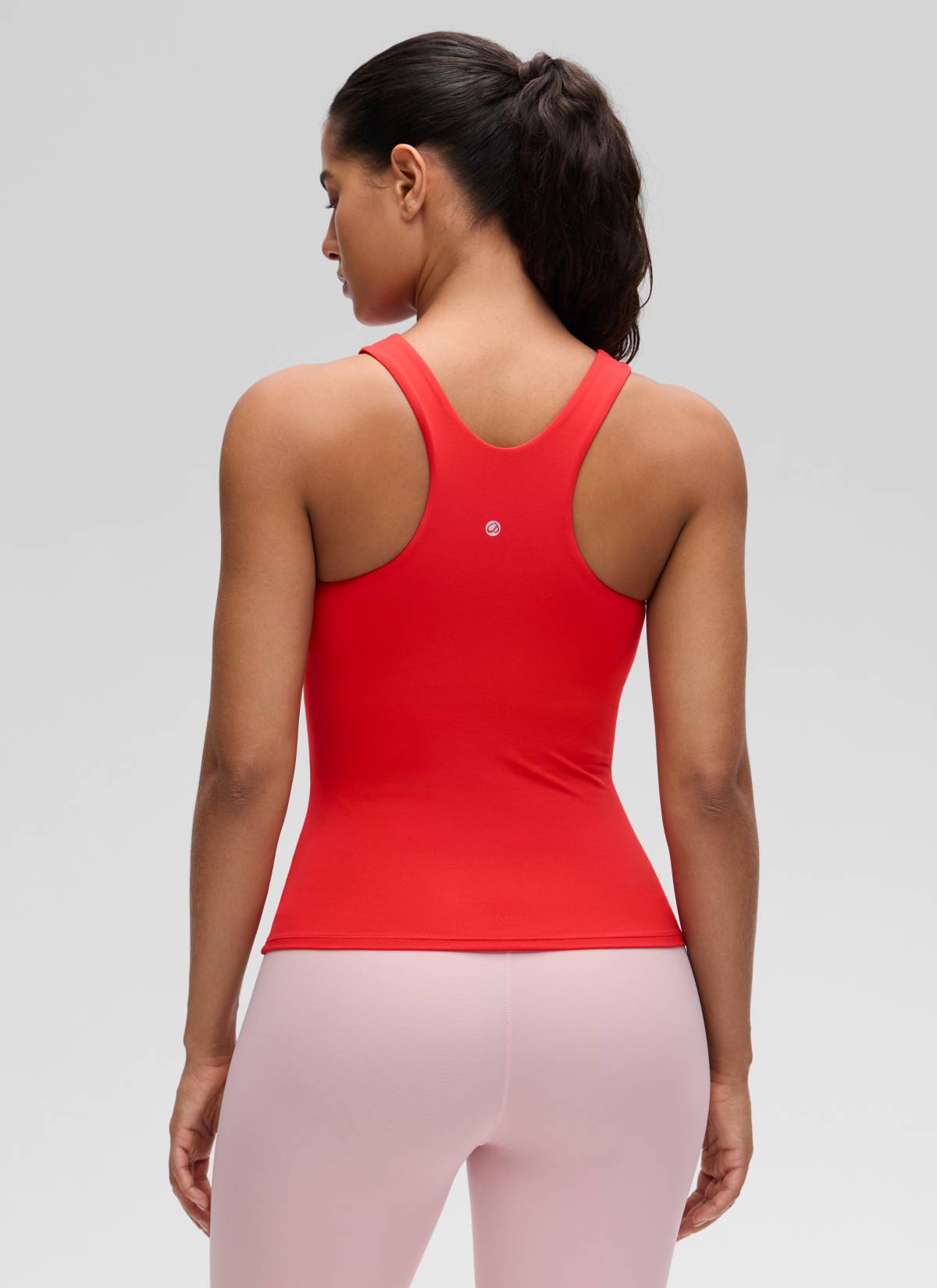 CRZ YOGA Wanita Butterluxe Bra Terbina Dalam Leher Tinggi Racerback Tank Merah Tua