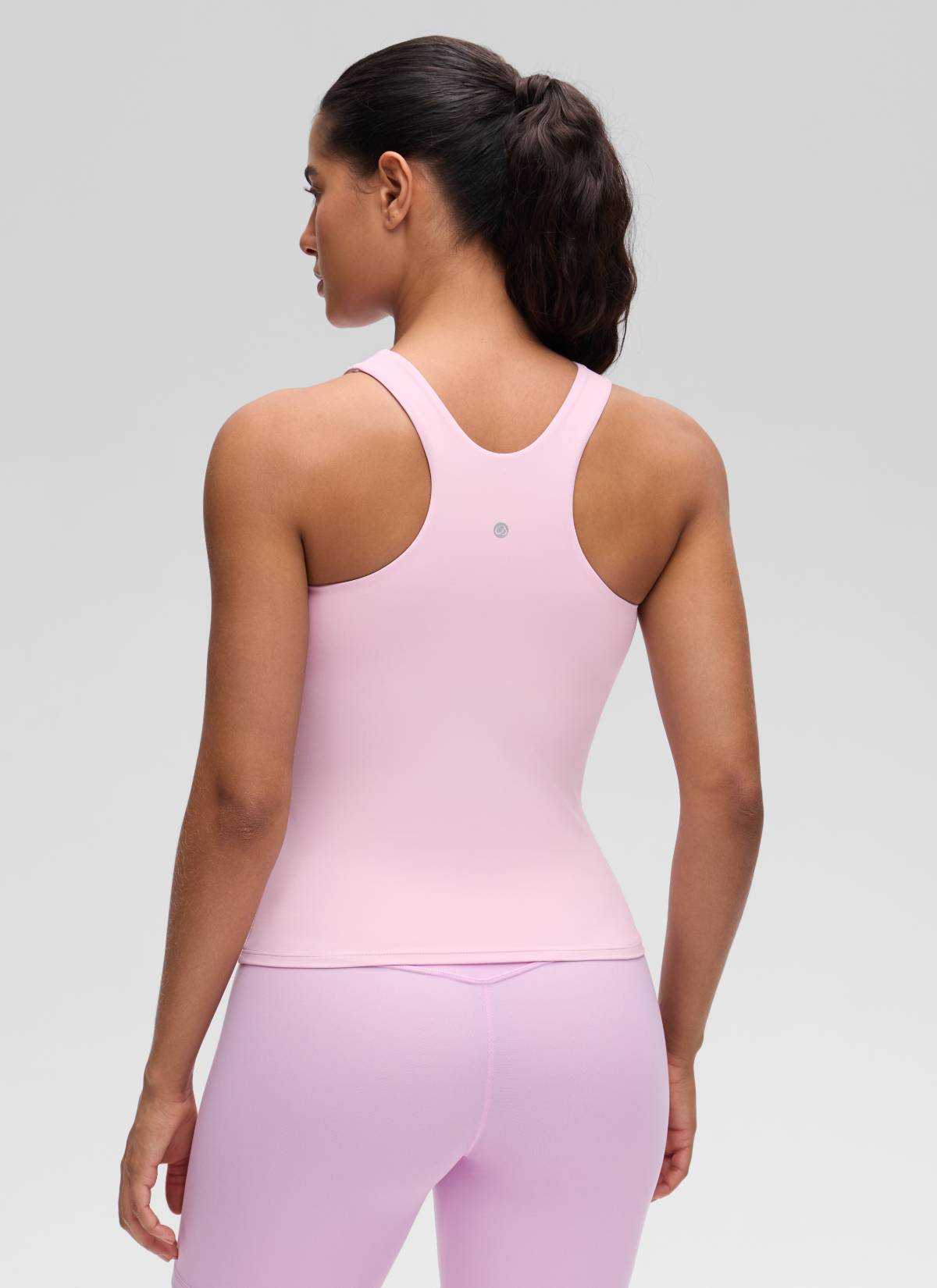 CRZ YOGA Wanita Butterluxe Bra Terbina Dalam Leher Tinggi Racerback Tank Peony Merah Jambu