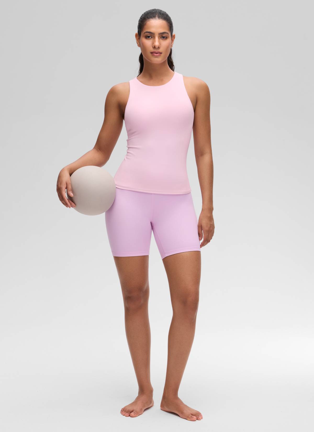 CRZ YOGA Wanita Butterluxe Bra Terbina Dalam Leher Tinggi Racerback Tank Peony Merah Jambu