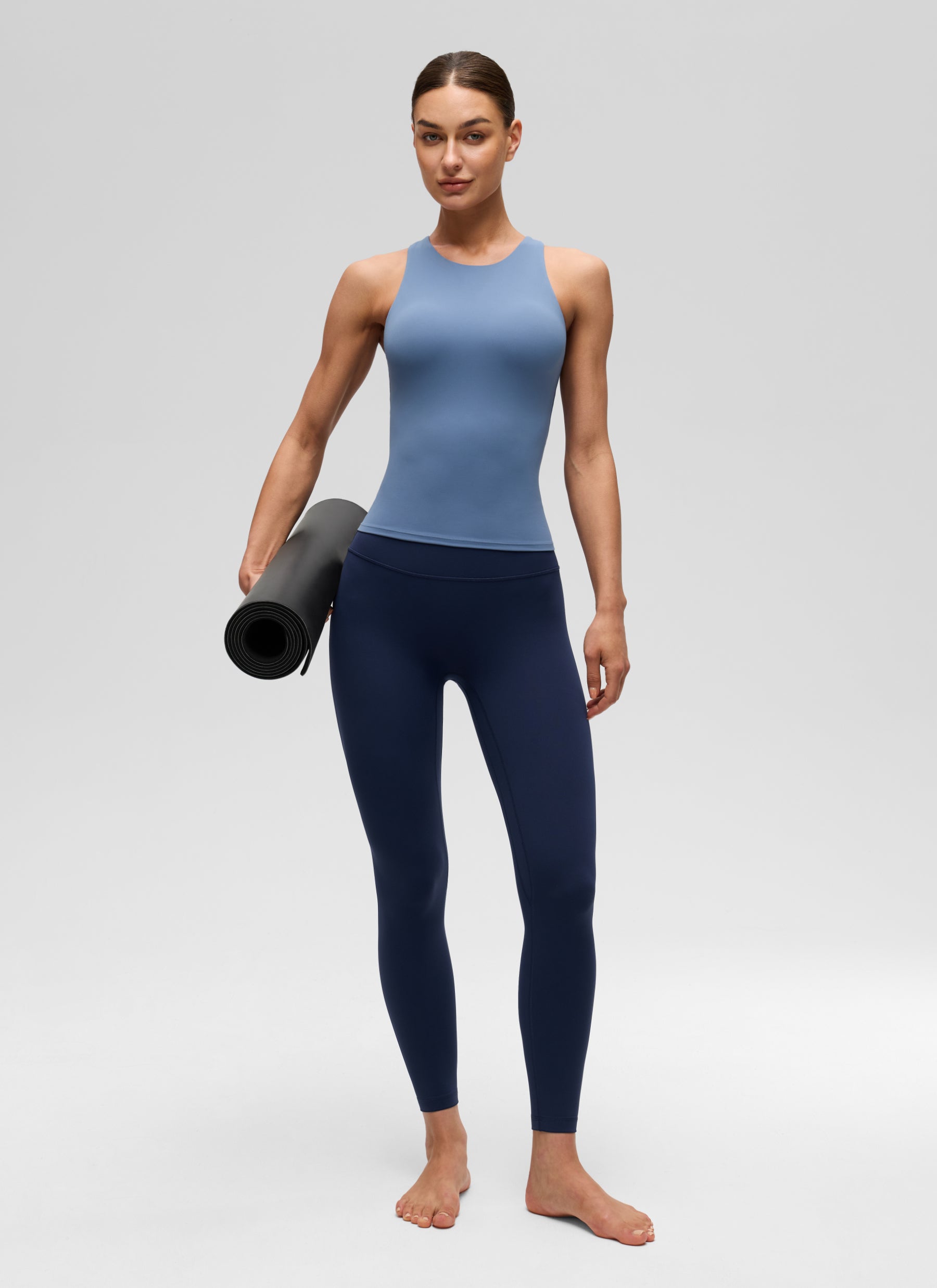 CRZ YOGA Wanita Butterluxe Bra Terbina Dalam Leher Tinggi Racerback Tank Oasis Biru