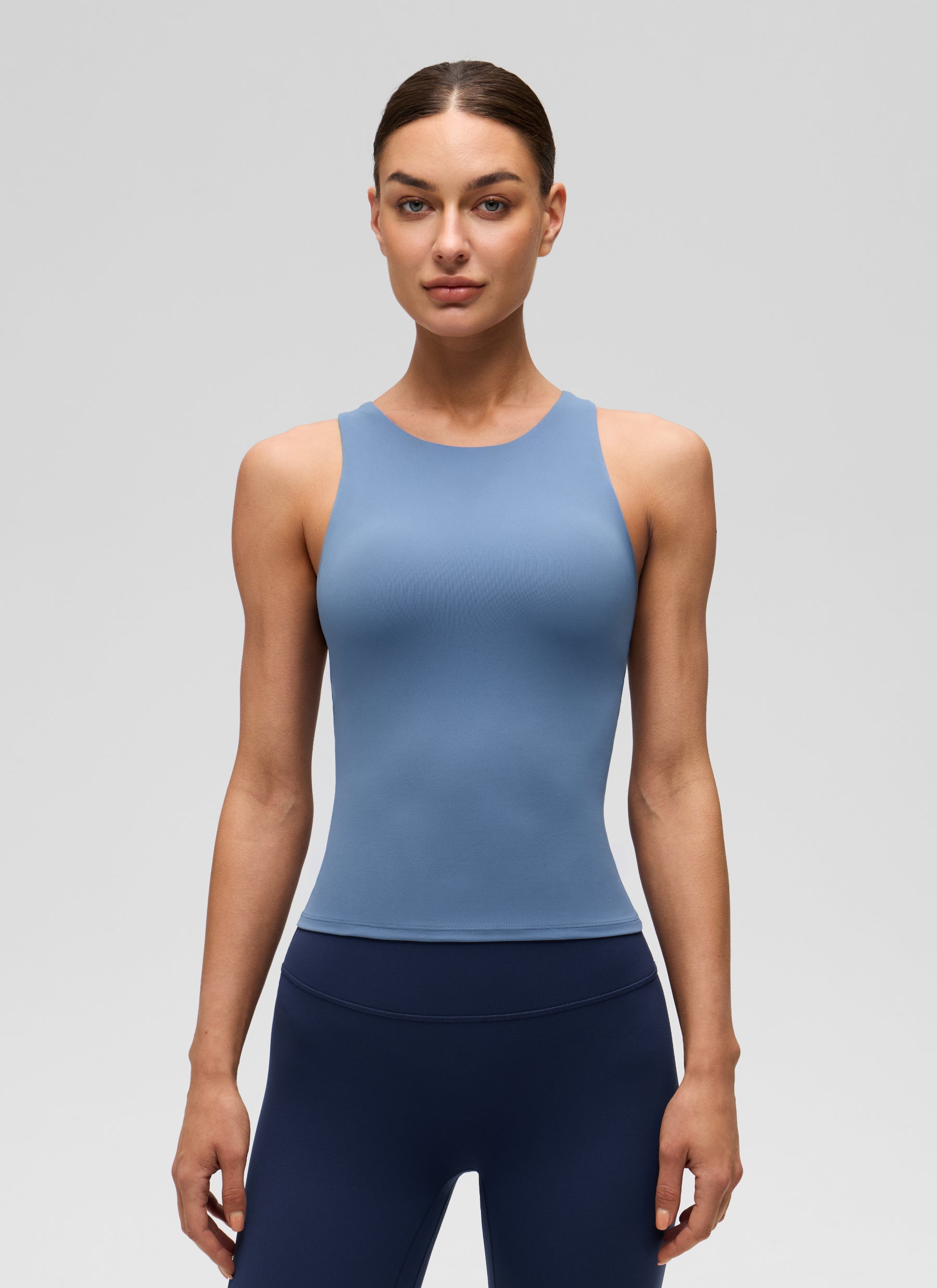 CRZ YOGA Wanita Butterluxe Bra Terbina Dalam Leher Tinggi Racerback Tank Oasis Biru