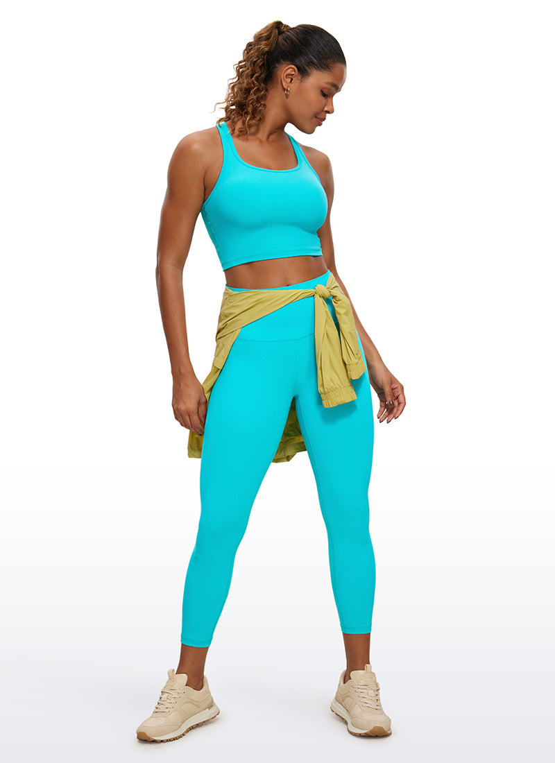 CRZ YOGA Bra Yoga Wanita dengan Dukungan Rendah, Model " Butterluxe ", Leher Bulat, Punggung Berbentuk Y, Warna Spectral Blue