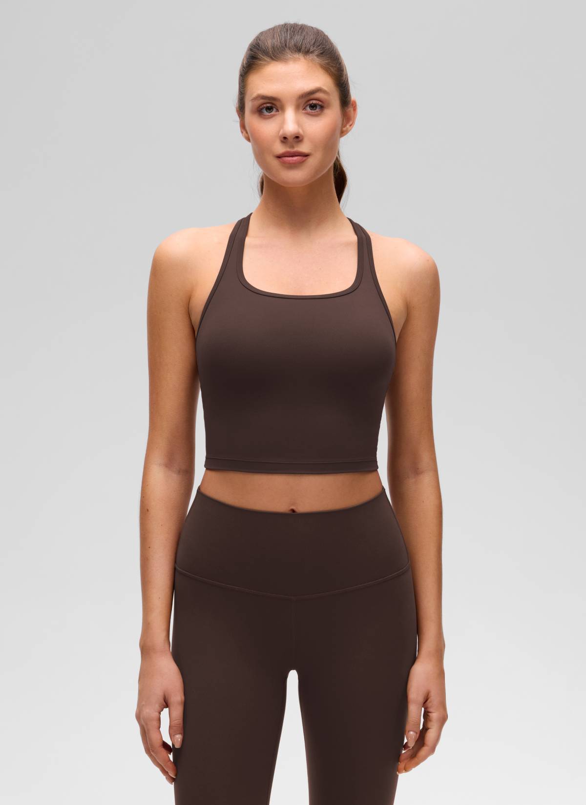 CRZ YOGA महिलाओं के लिए कम सपोर्ट वाला योगा पैड Butterluxe स्कूप नेक ब्रा, वाई-बैक, हॉट फज ब्राउन