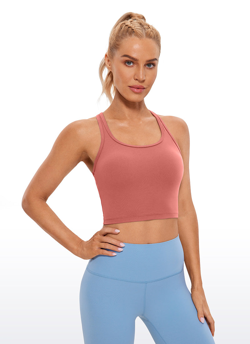 CRZ YOGA Bra Yoga Wanita dengan Dukungan Rendah, Model " Butterluxe ", Leher Bulat, Punggung Y, Warna Briar Rose