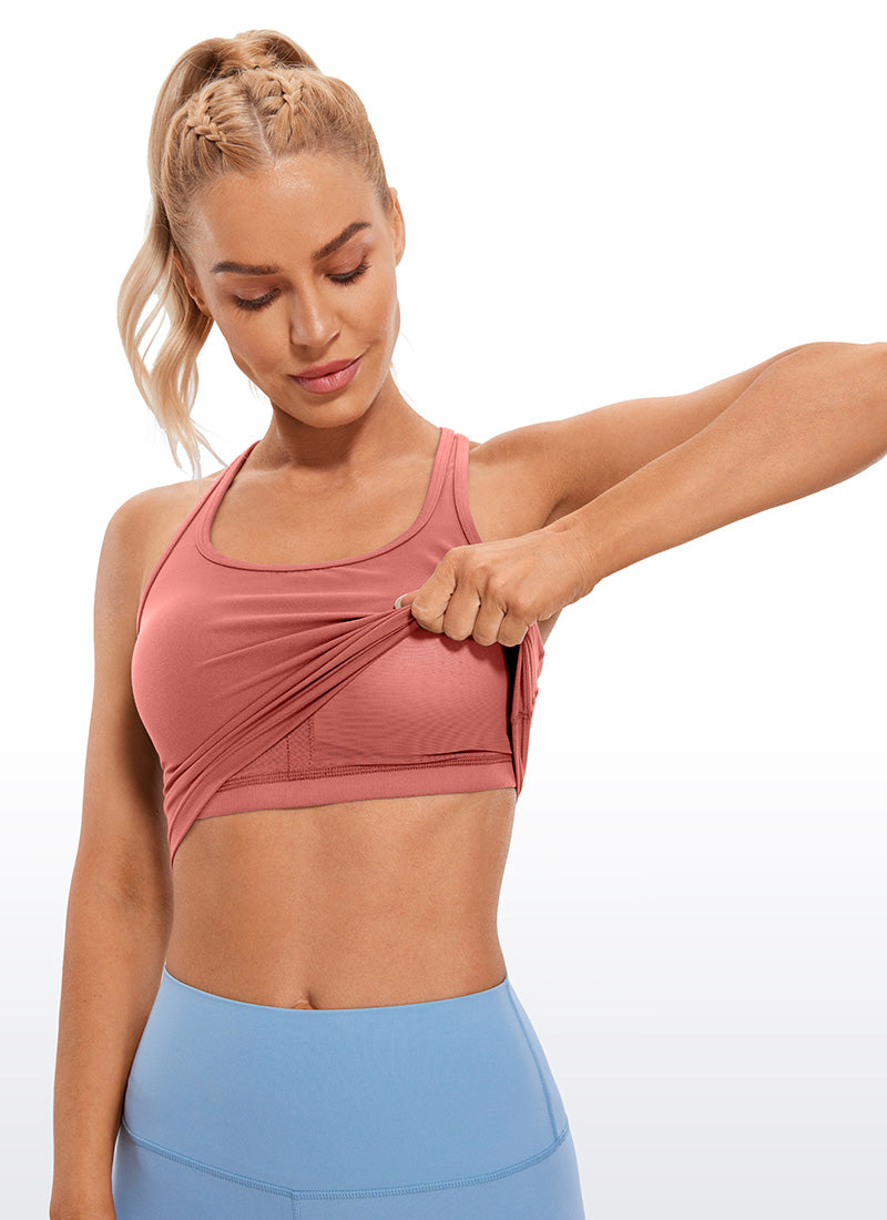 CRZ YOGA Bra Yoga Wanita dengan Dukungan Rendah, Model " Butterluxe ", Leher Bulat, Punggung Y, Warna Briar Rose