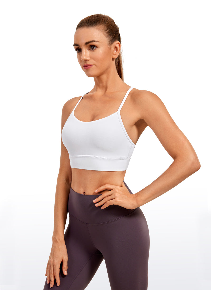 CRZ YOGA महिलाओं के लिए योग लाइट सपोर्ट Butterluxe लॉन्गलाइन ब्रा Y-बैक व्हाइट