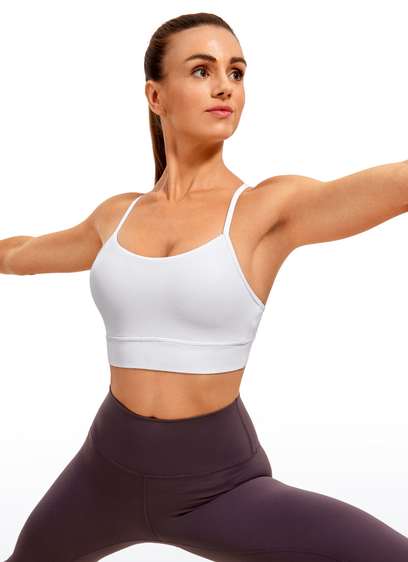 CRZ YOGA महिलाओं के लिए योग लाइट सपोर्ट Butterluxe लॉन्गलाइन ब्रा Y-बैक व्हाइट