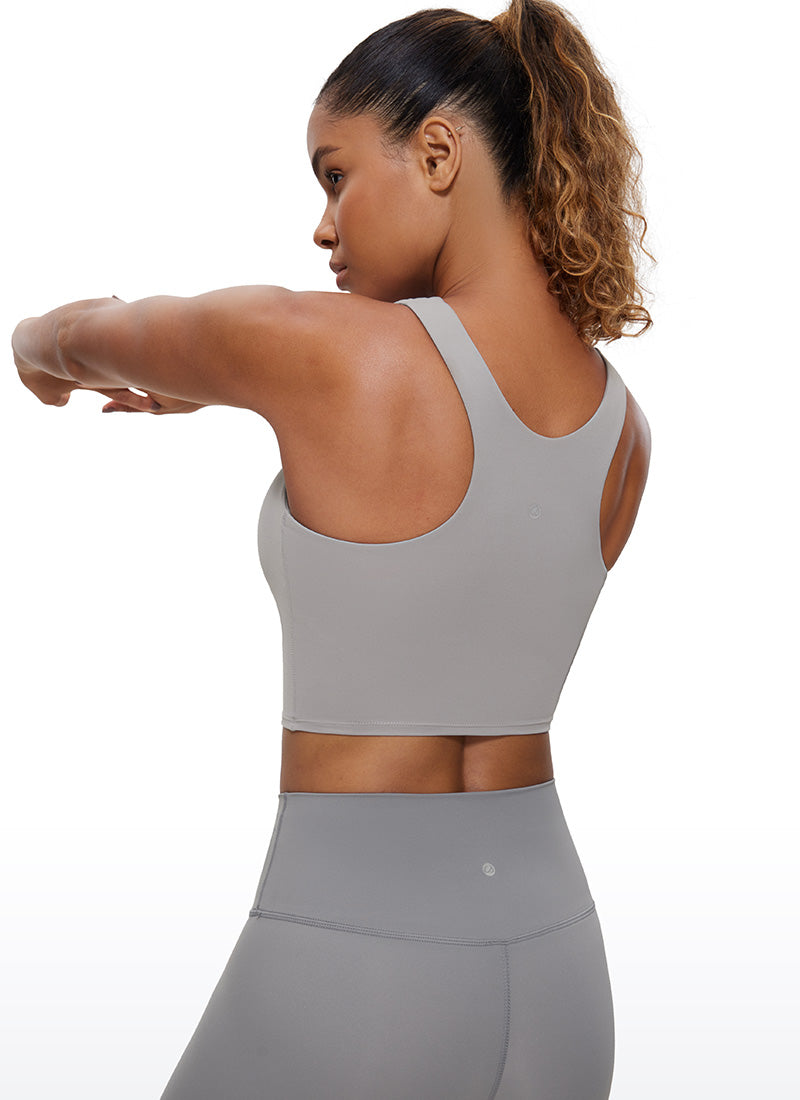 CRZ YOGA Tank Top Yoga Dukungan Rendah Butterluxe Wanita Leher Tinggi Racerback Gull Gray