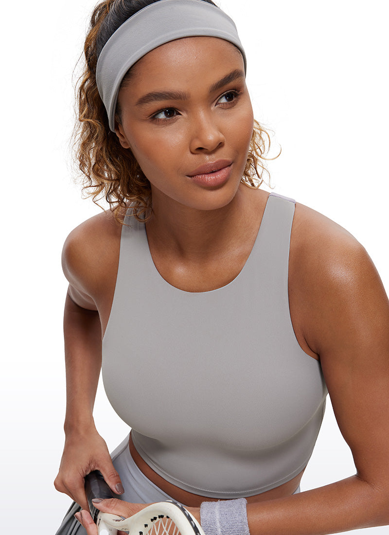 CRZ YOGA Tank Top Yoga Dukungan Rendah Butterluxe Wanita Leher Tinggi Racerback Gull Gray
