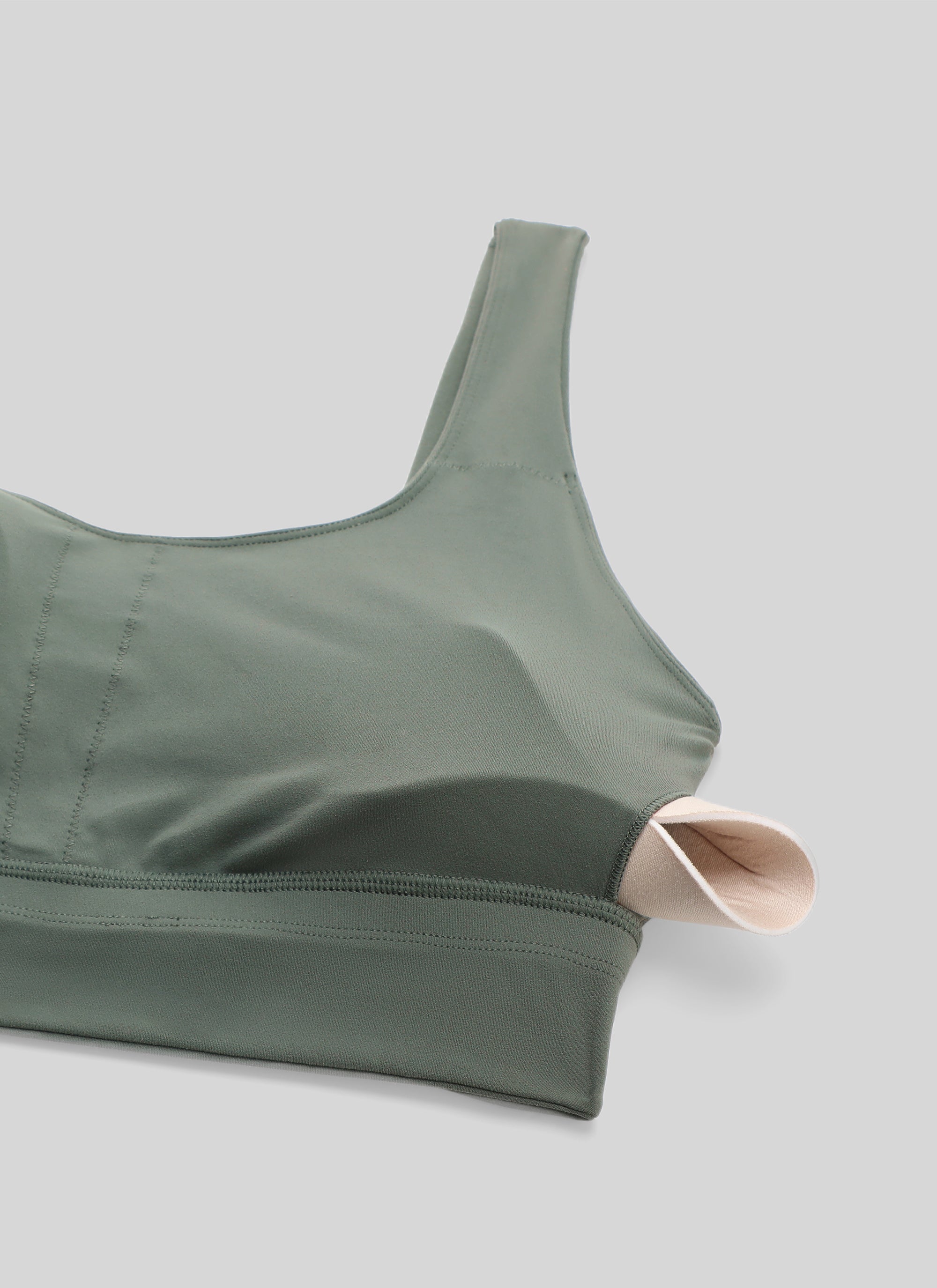 CRZ YOGA Yoga Sokongan Rendah Wanita Butterluxe Bra Sukan U Belakang Garis Panjang Kelabu Sage