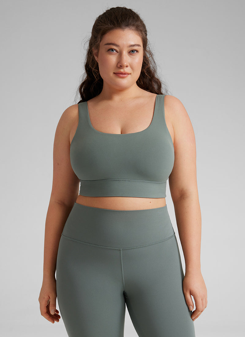 CRZ YOGA Yoga Sokongan Rendah Wanita Butterluxe Bra Sukan U Belakang Garis Panjang Kelabu Sage