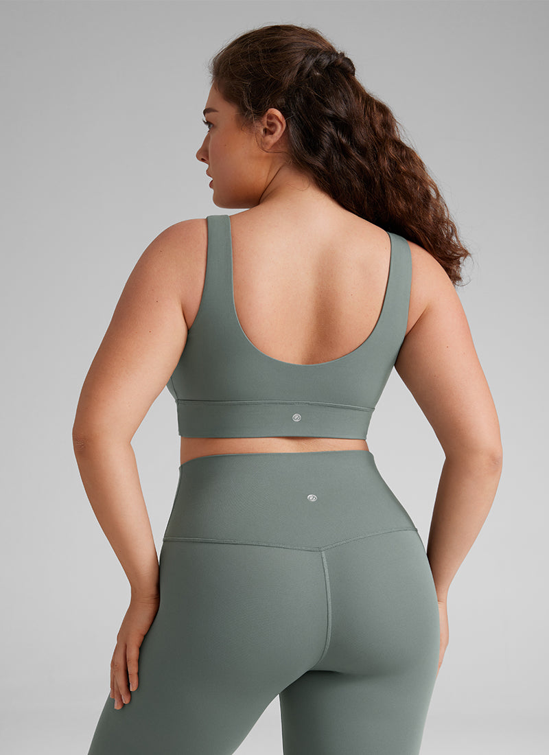 CRZ YOGA Yoga Sokongan Rendah Wanita Butterluxe Bra Sukan U Belakang Garis Panjang Kelabu Sage