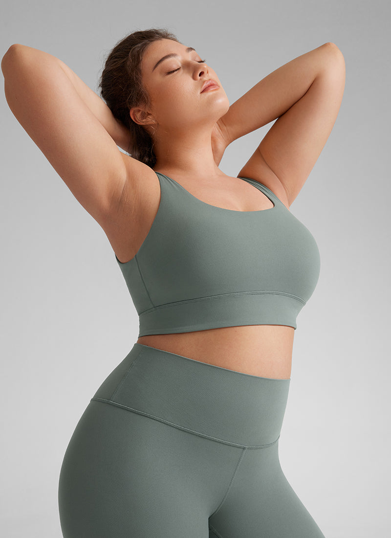 CRZ YOGA Yoga Sokongan Rendah Wanita Butterluxe Bra Sukan U Belakang Garis Panjang Kelabu Sage