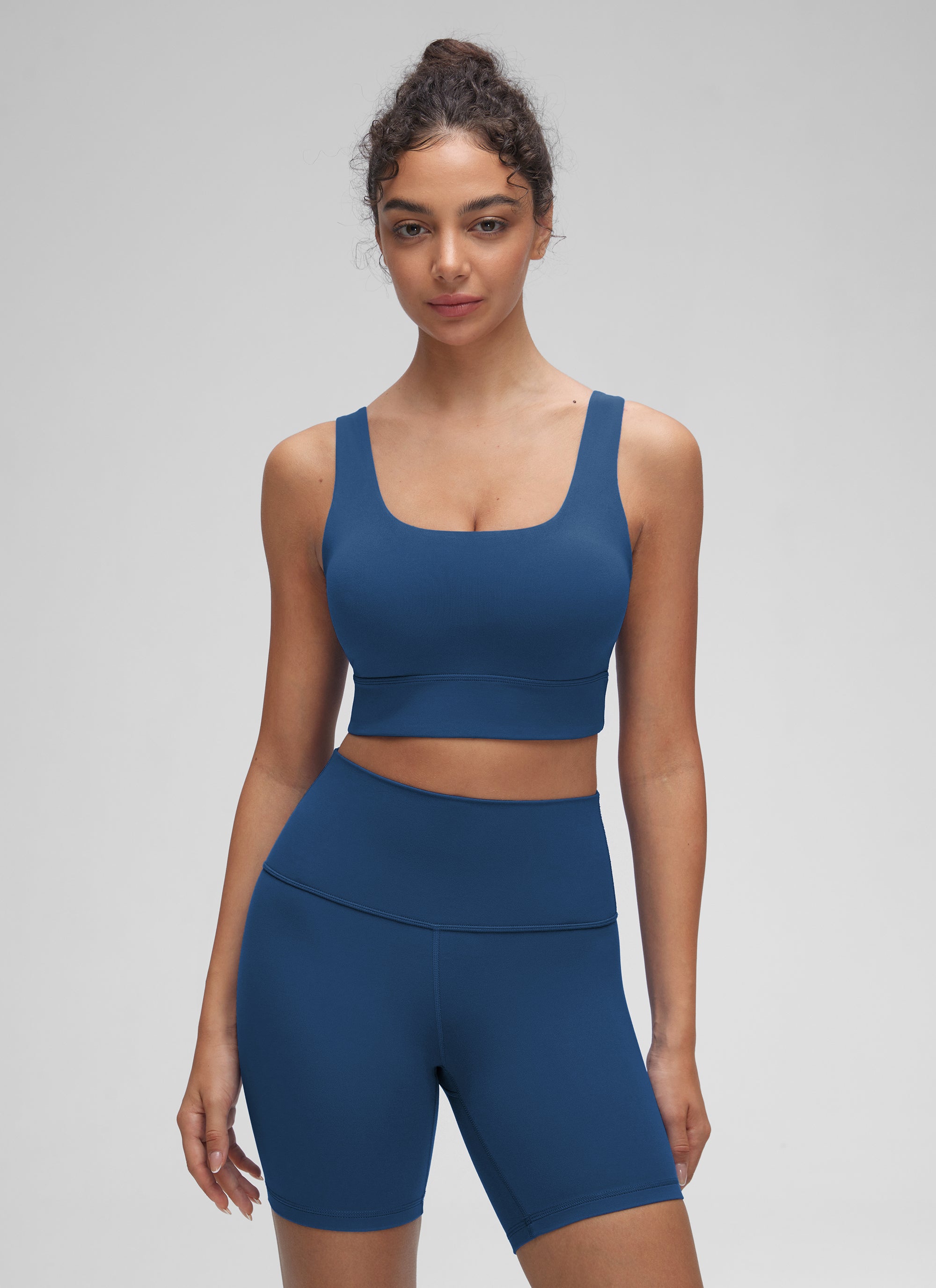 CRZ YOGA Yoga Sokongan Rendah Wanita Butterluxe Bra Sukan U Belakang Longline Tentera Laut Perancis