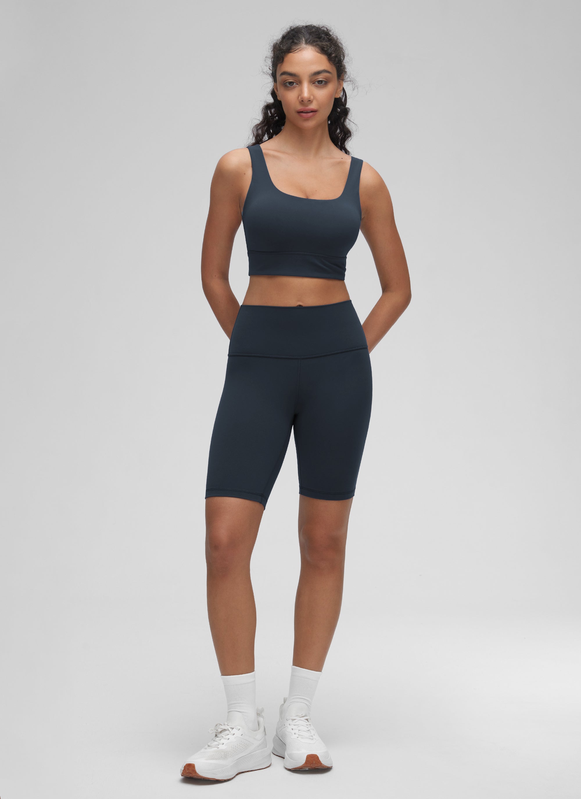 CRZ YOGA Yoga Sokongan Rendah Wanita Butterluxe Bra Sukan U Belakang Longline True Navy
