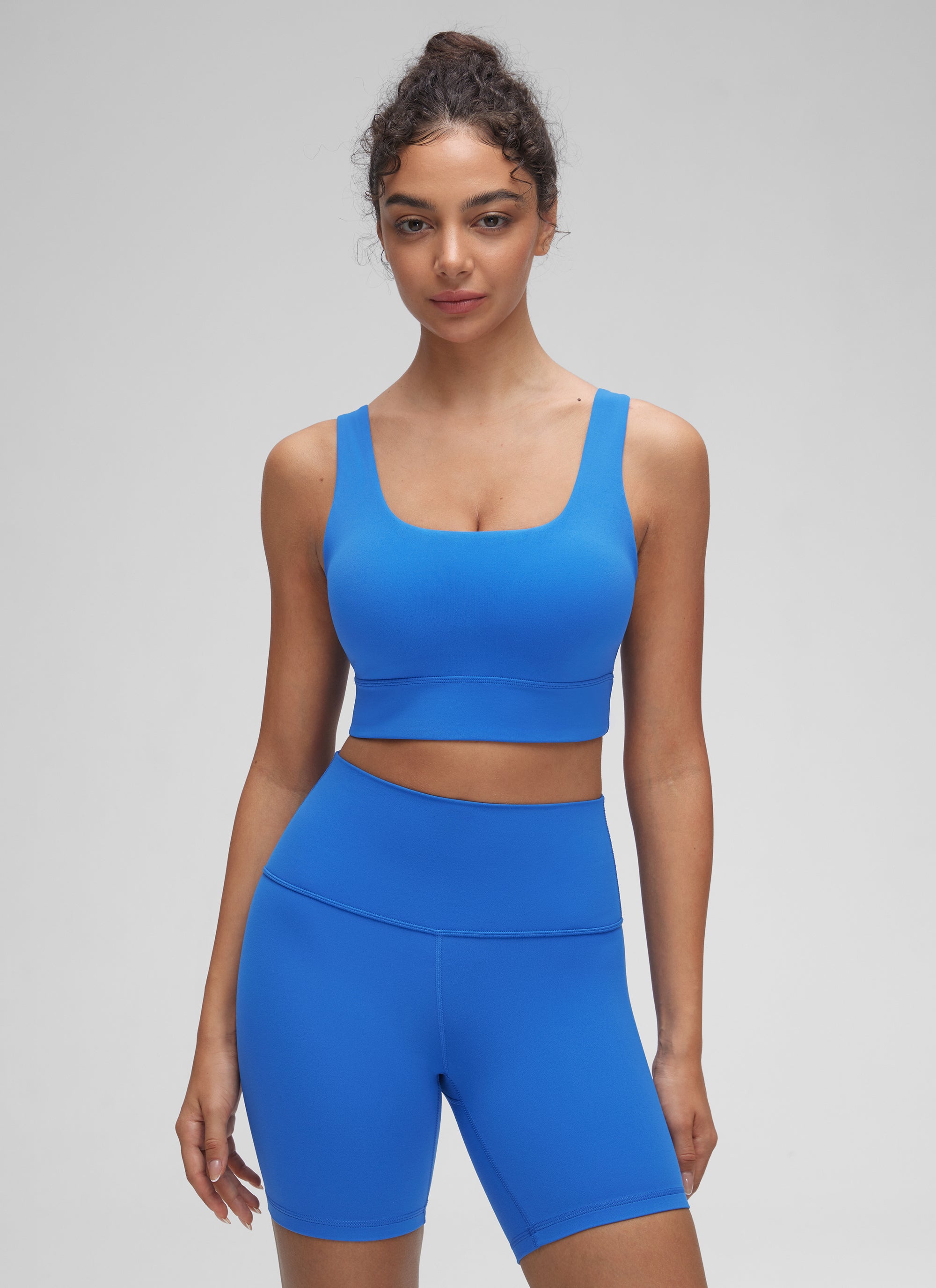 CRZ YOGA Yoga Sokongan Rendah Wanita Butterluxe Bra Sukan U Back Longline Biru Berkilau