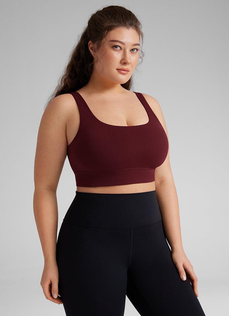 CRZ YOGA Yoga Sokongan Rendah Wanita Butterluxe Bra Sukan U Back Longline Merah Merlot